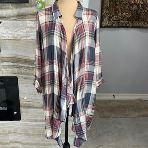 Naturals Reflections Women’s Open Plaid Cardigan with Back Lacing. Size XL (909)